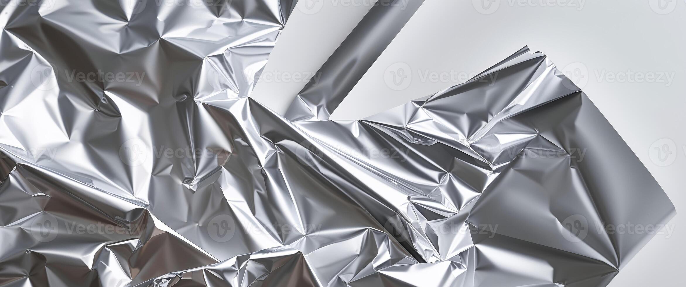 Shiny metallic rumbled tin foil texture with sharp folds for craft design photo