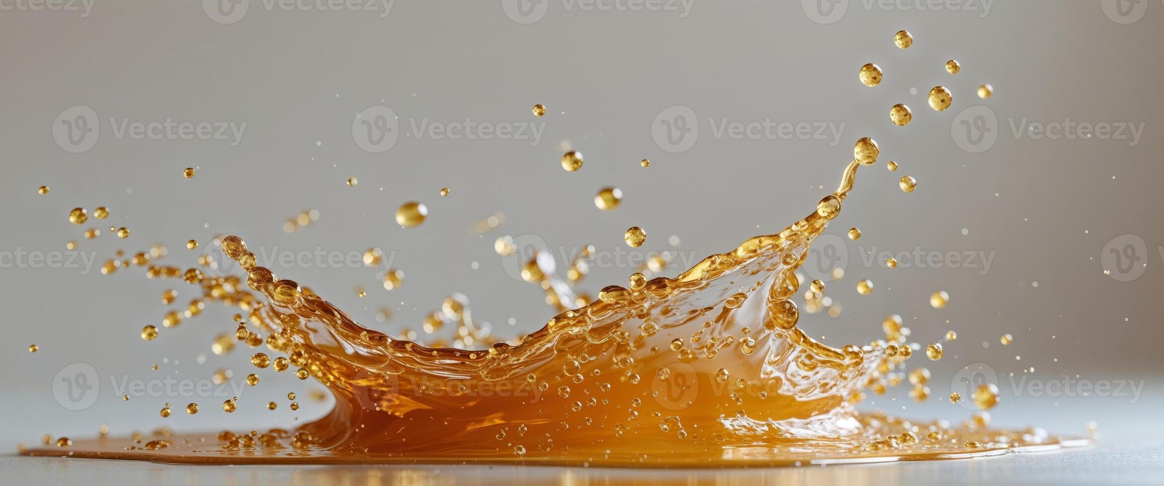 Dynamic splash of golden beverage studio setting abstract image crisp focus fluid motion visual appeal photo