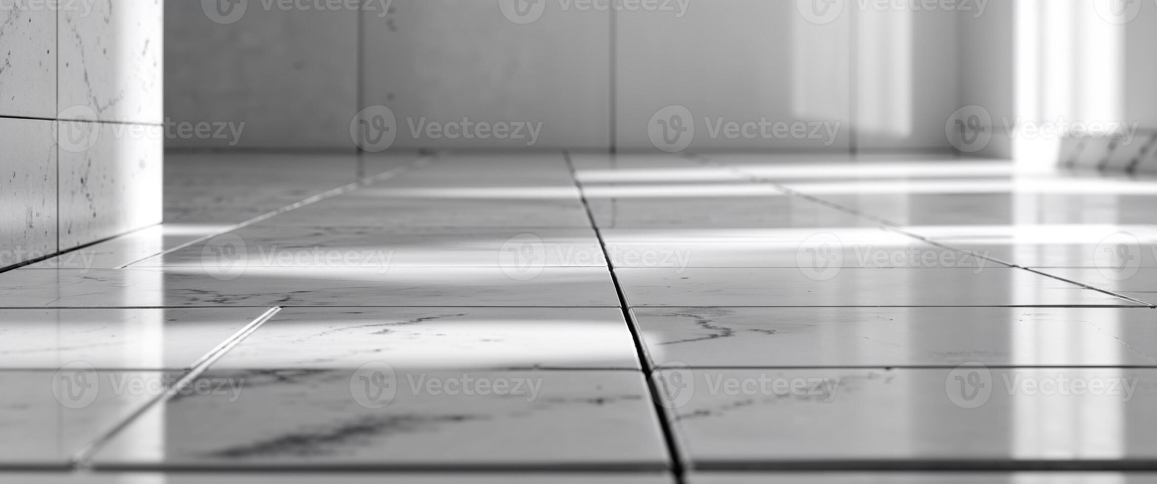 of pristine ceramic tile on white marble floor. photo