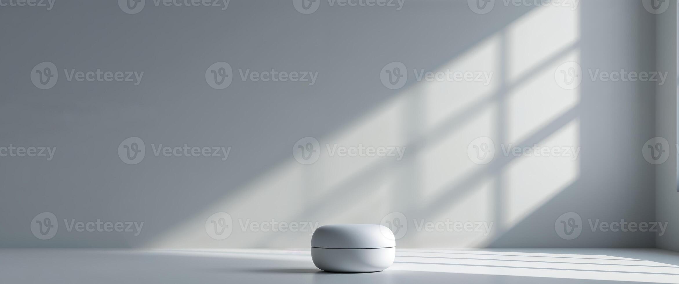 Gray background for product presentation with shadow and light from windows photo