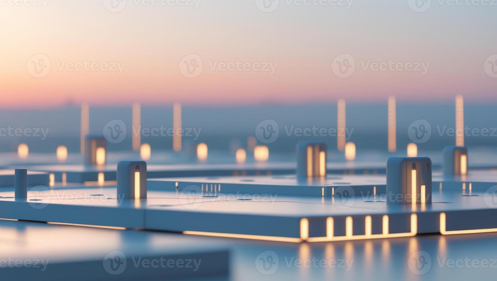 A futuristic city with many lights on it photo