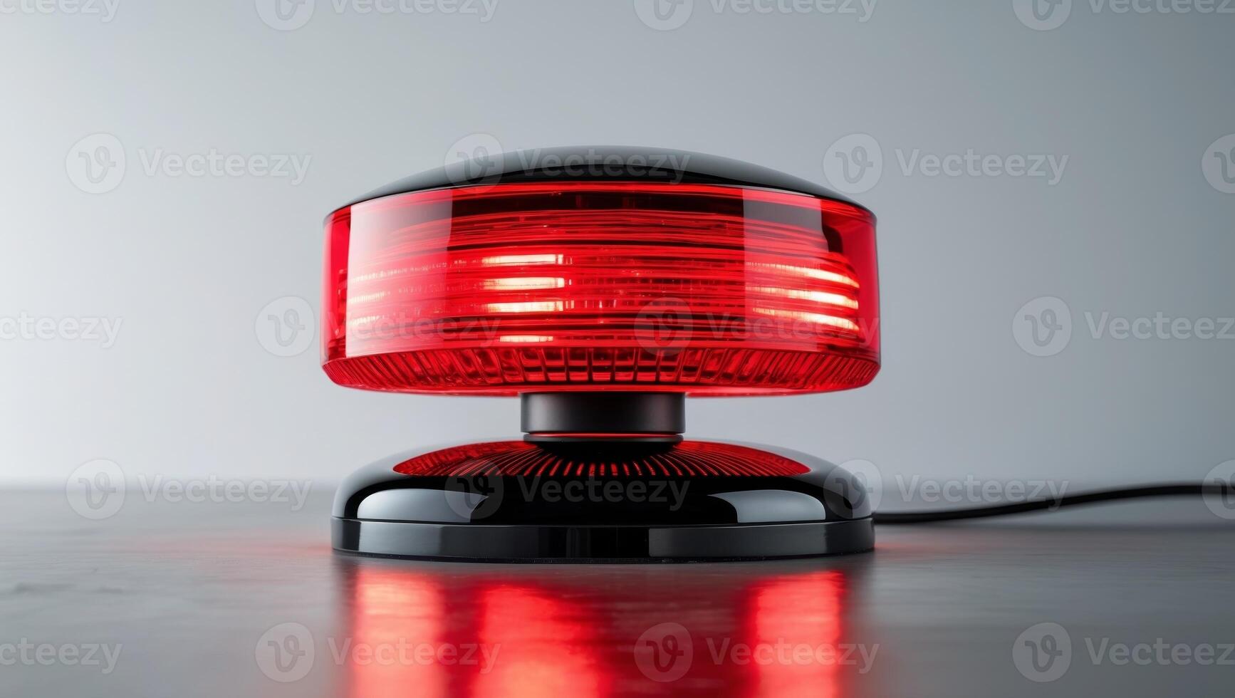 Bright Red Emergency Light with Glossy Black Base for Safety and Security Applications. photo