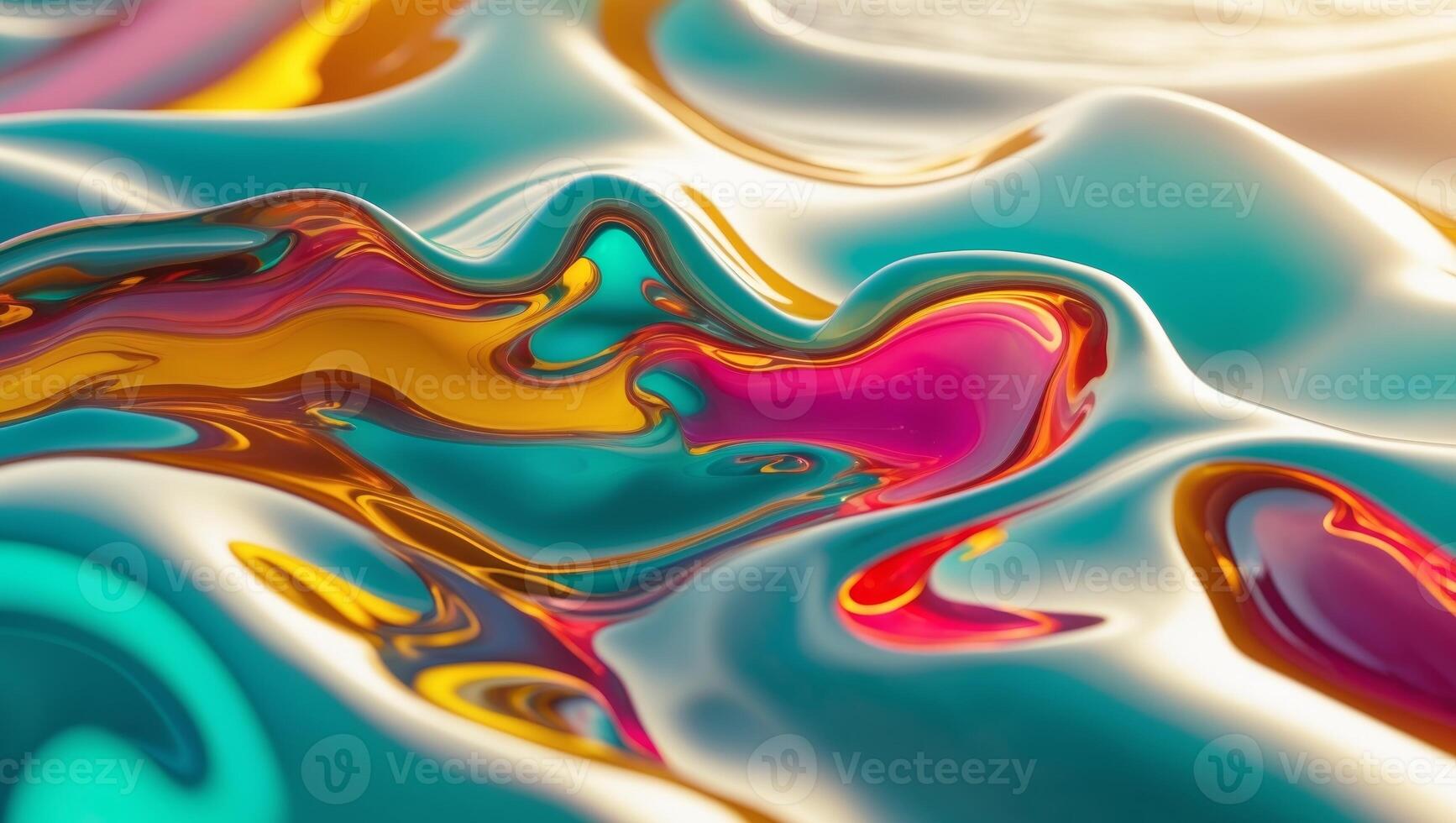 Abstract Colorful Liquid Reflection With Sunlight. photo