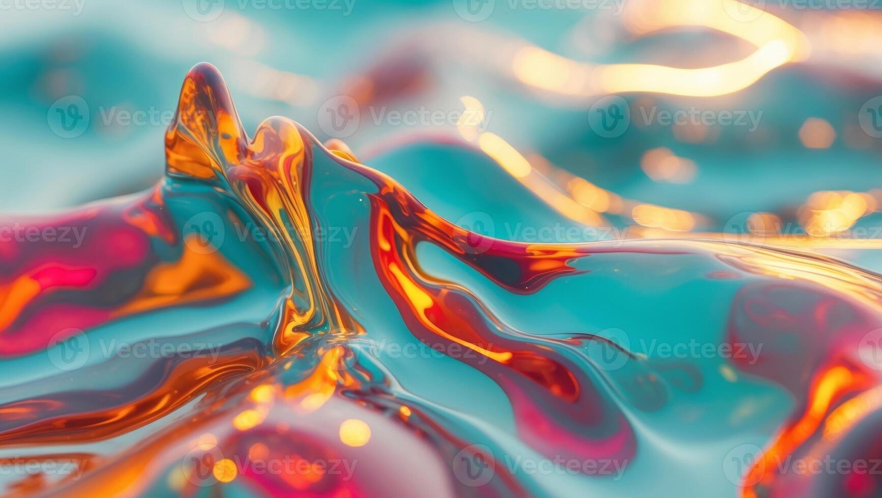 Abstract Colorful Liquid Reflection With Sunlight photo