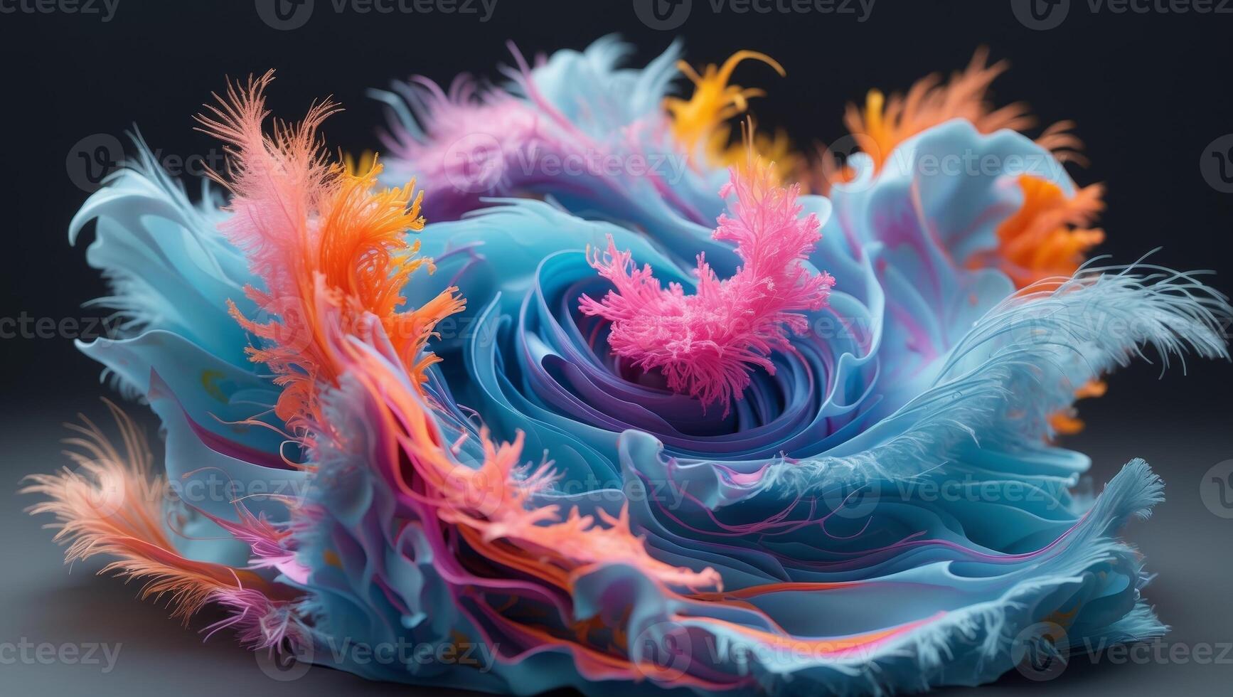 A colorful flower with feathers on it photo