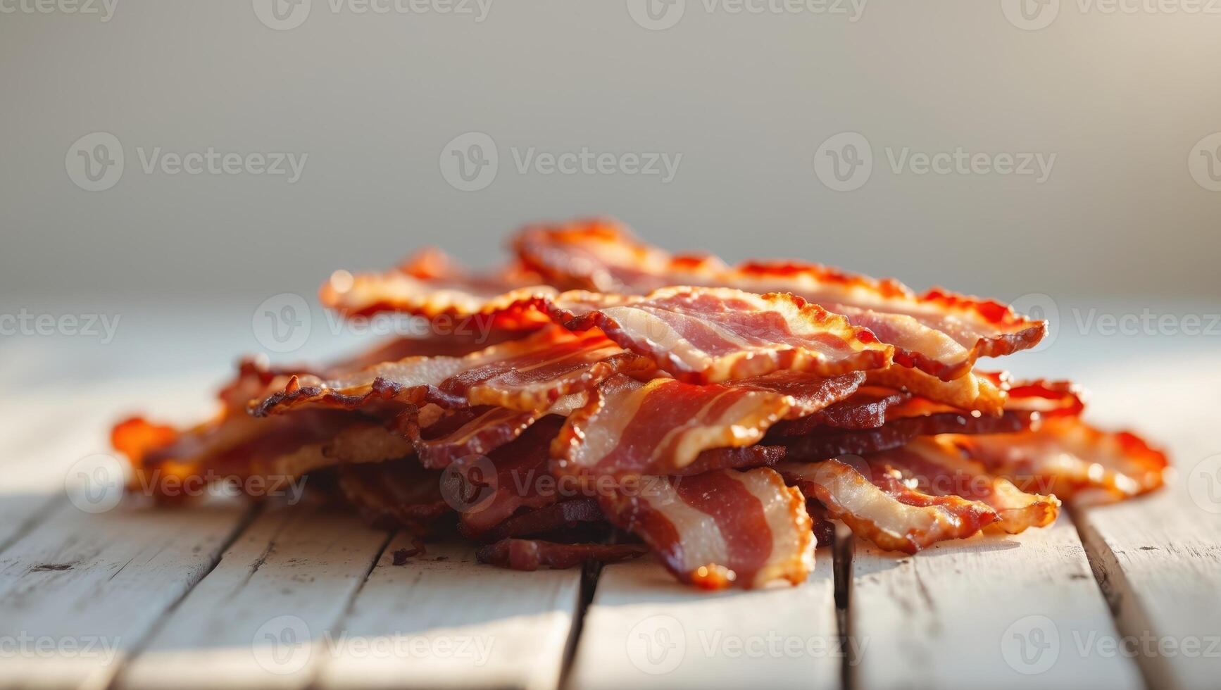 Bacon on a wooden table photo