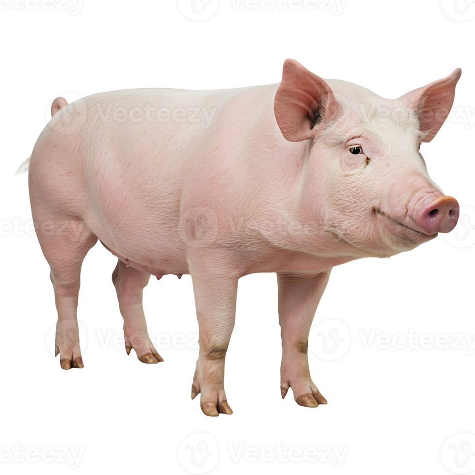 Portrait of a Pink Domestic Pig png