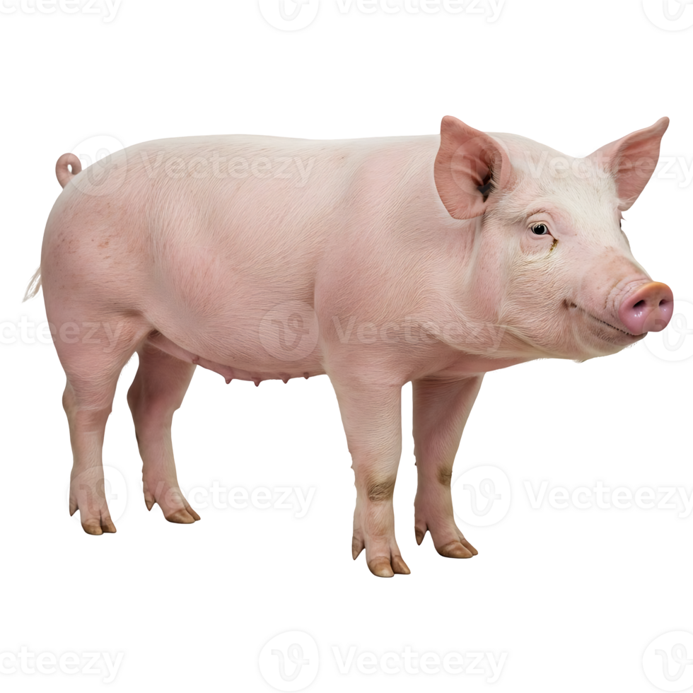 A Pink Piglet Stands Serene Alone png