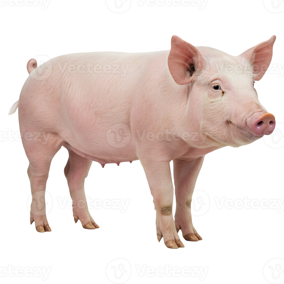 Young Pink Piglet Standing Profile View png