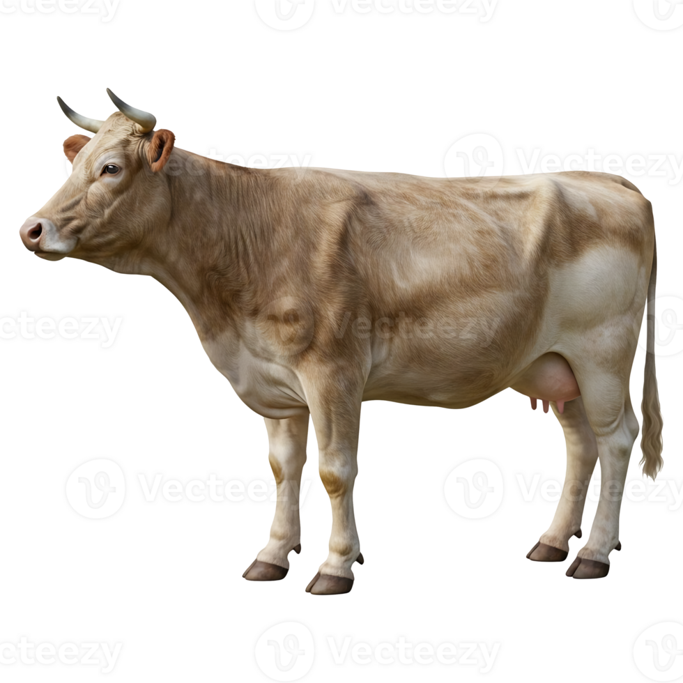 Light Brown Cow Stands Profile View png