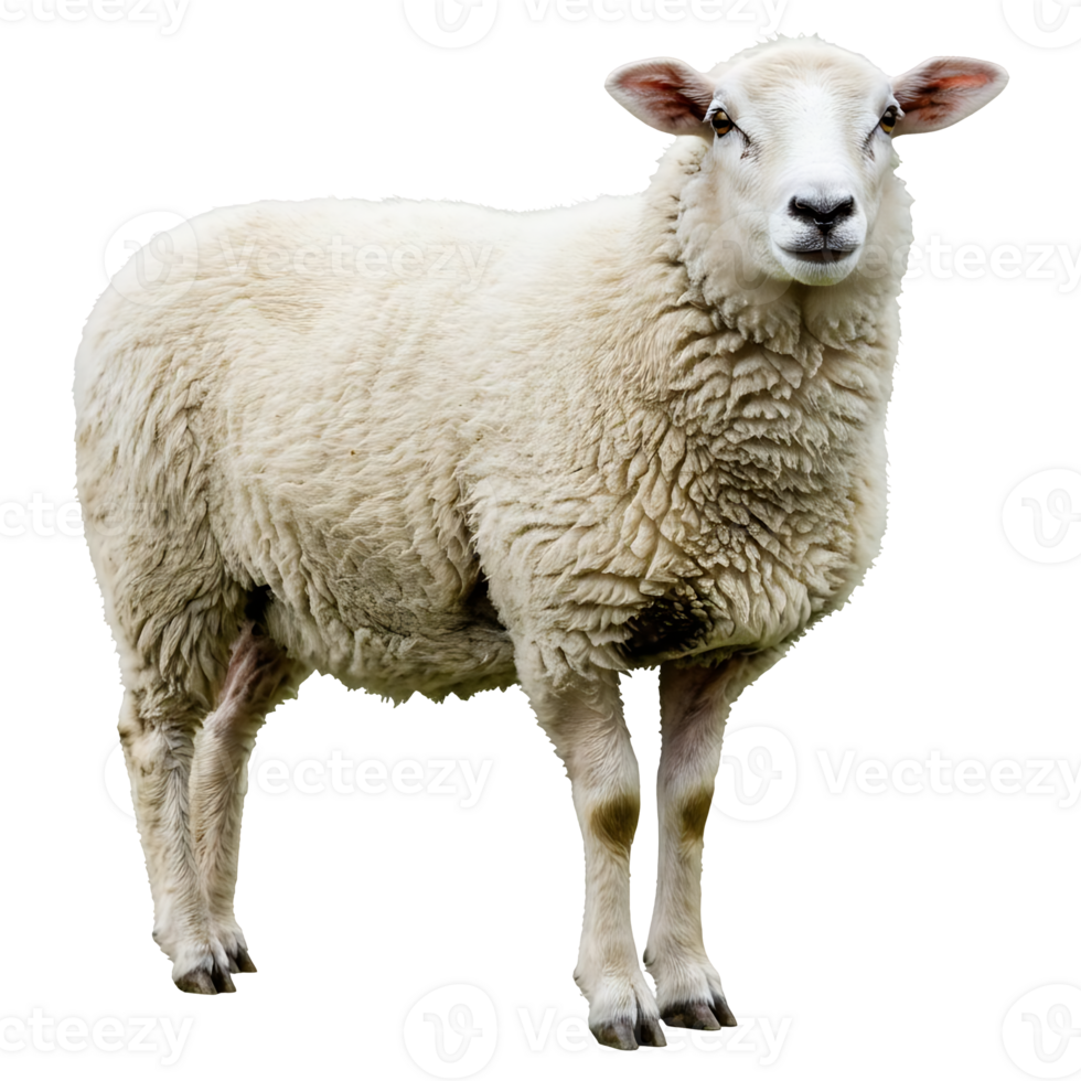 Fluffy White Sheep Standing Serene Alone png