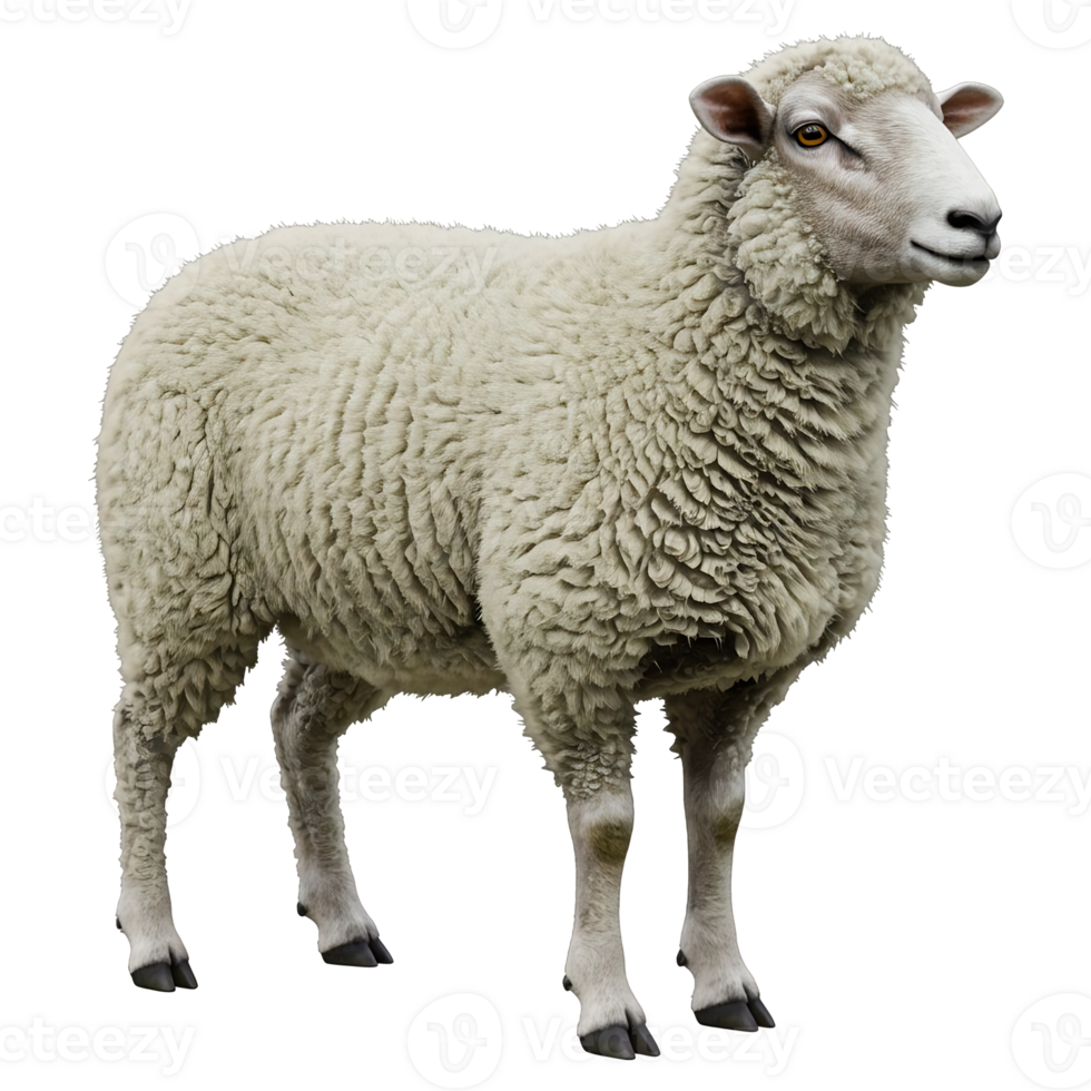 Fluffy Sheep Standing Calmly in Field png