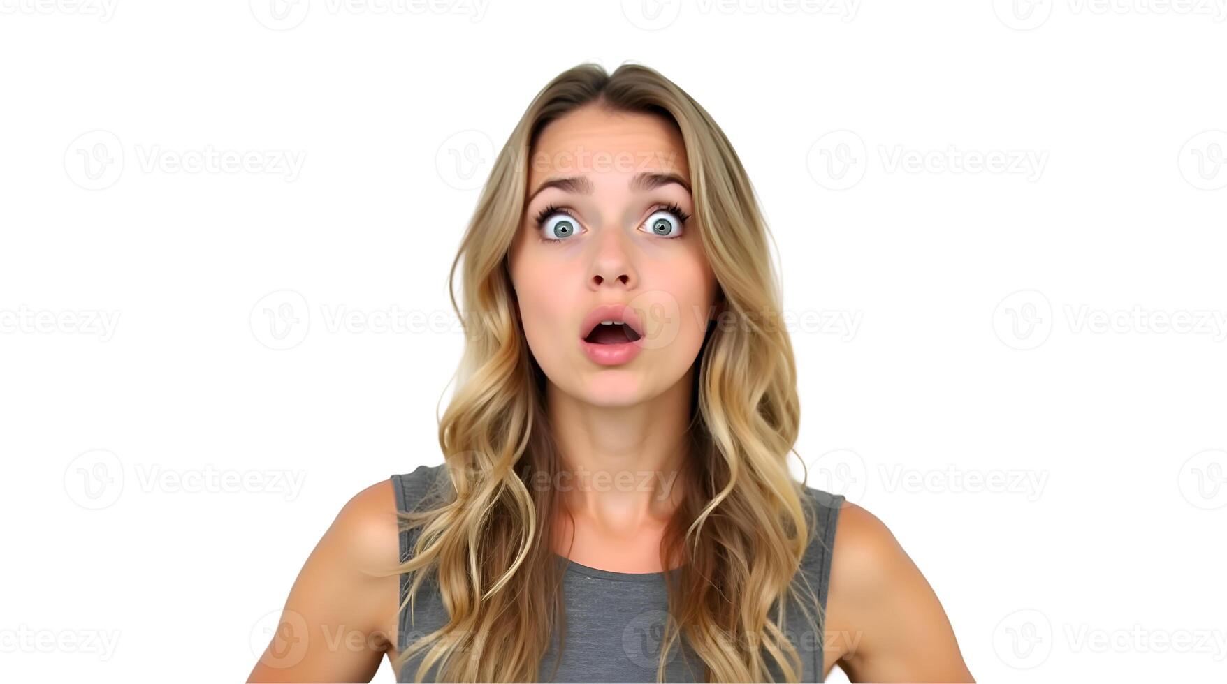 A woman with a surprised expression on her face photo