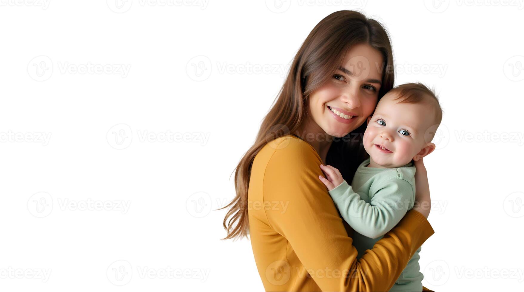 A woman holding a baby and smiling photo