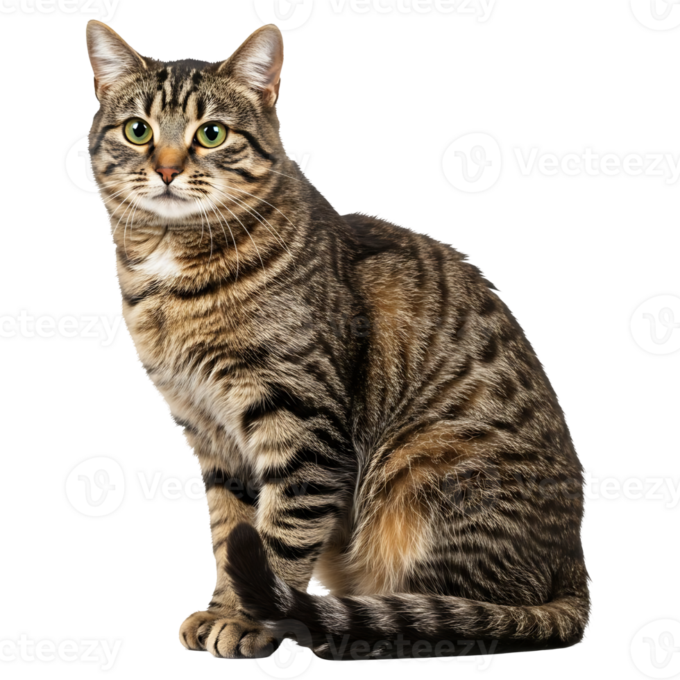 Majestic Tabby Cat Sitting Serene png