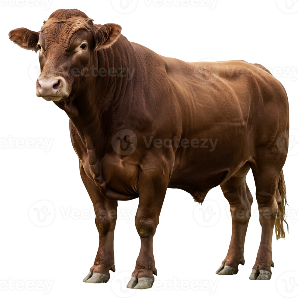Brown Limousin Bull Standing on Transparent Background Isolated png