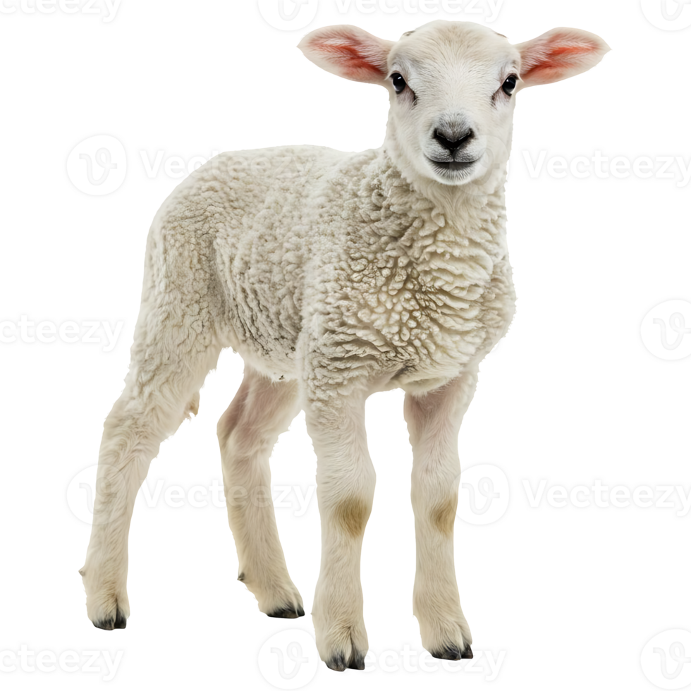 Full Body Portrait of a Young Lamb with Light Wool png
