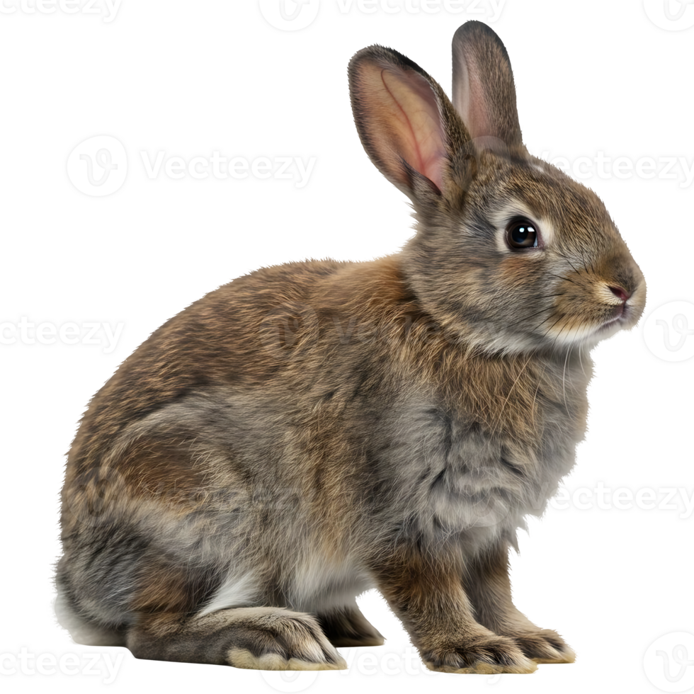 Adorable Brown Rabbit Sitting Profile View png