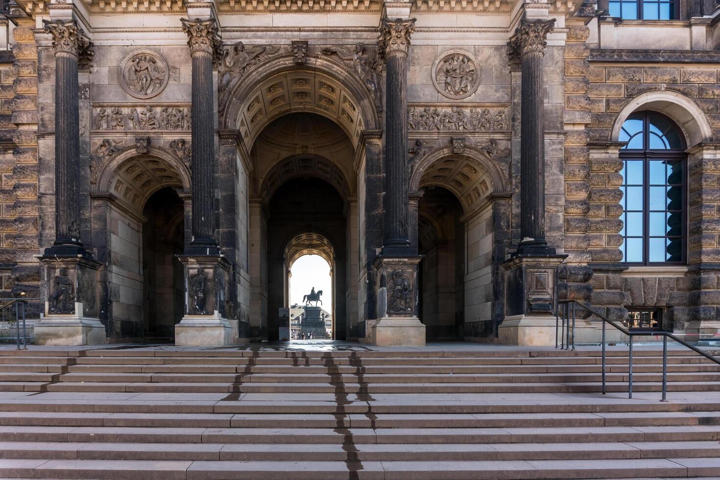 Dresden, Germany-august 16,2022-view of the vast Zwinger complex, one of the most important baroque monuments in the city, during a sunny day photo