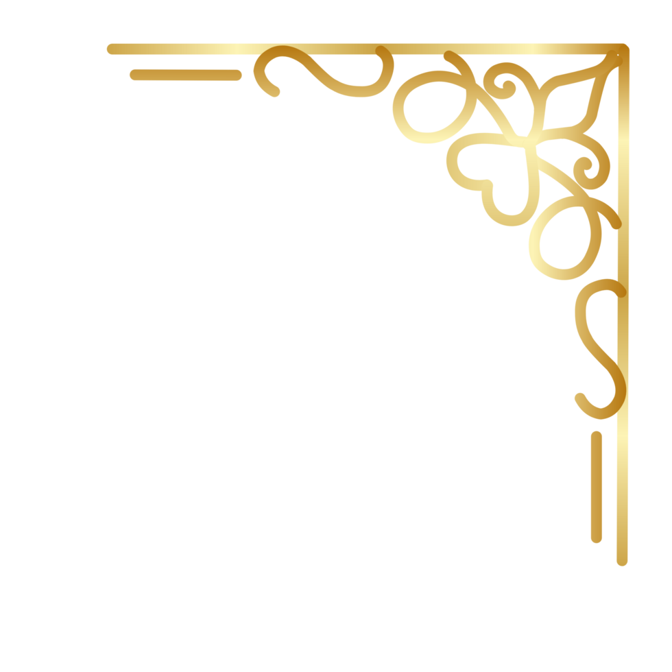 Golden corner for certificate frame png