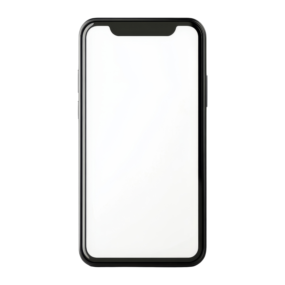 Blank Smartphone Screen with Black Frame and No Content png