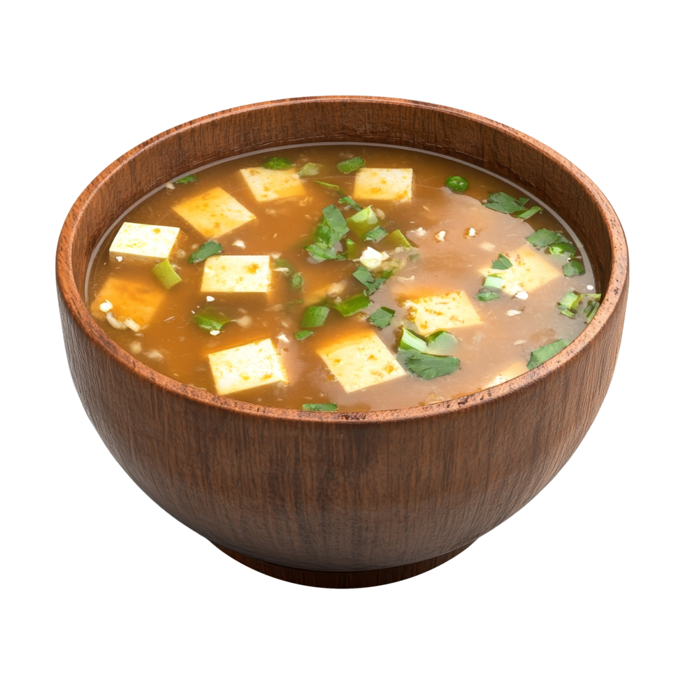 Warm and Flavorful Soup with Tofu and Fresh Herbs png