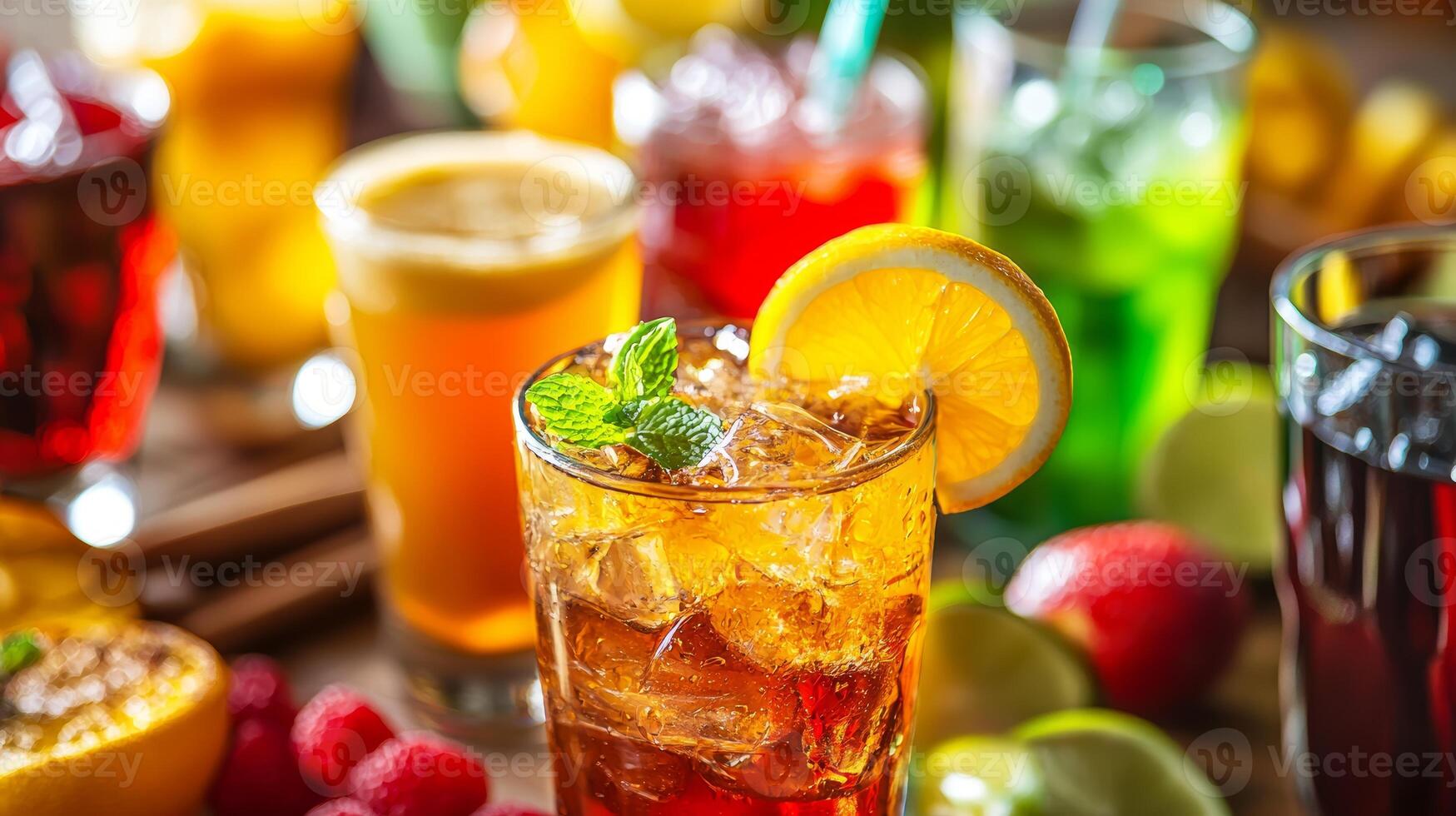 Refreshing Summer Cocktails. A Colorful Collection of Iced Beverages photo