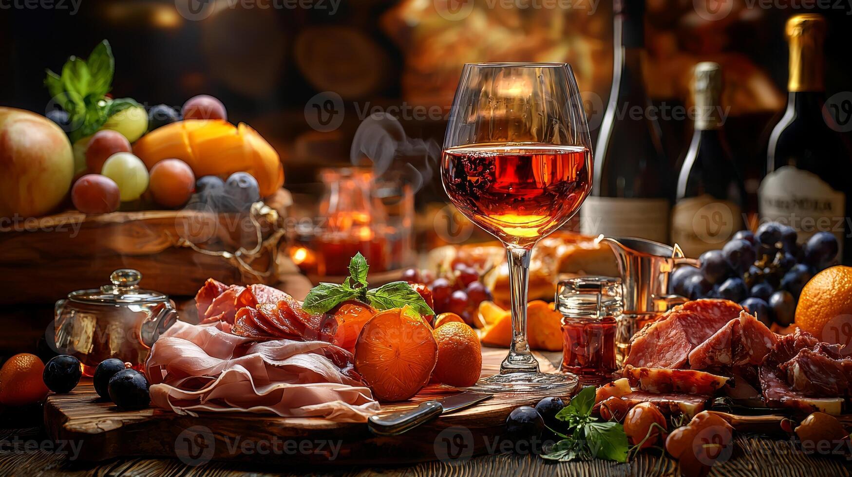 Aromatic Delights. Wine, Cheese, and Charcuterie Board photo