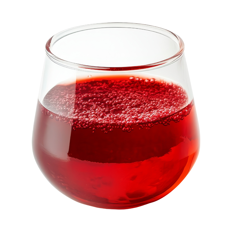 Refreshing Sparkling Red Beverage in Clear Glass Cup png