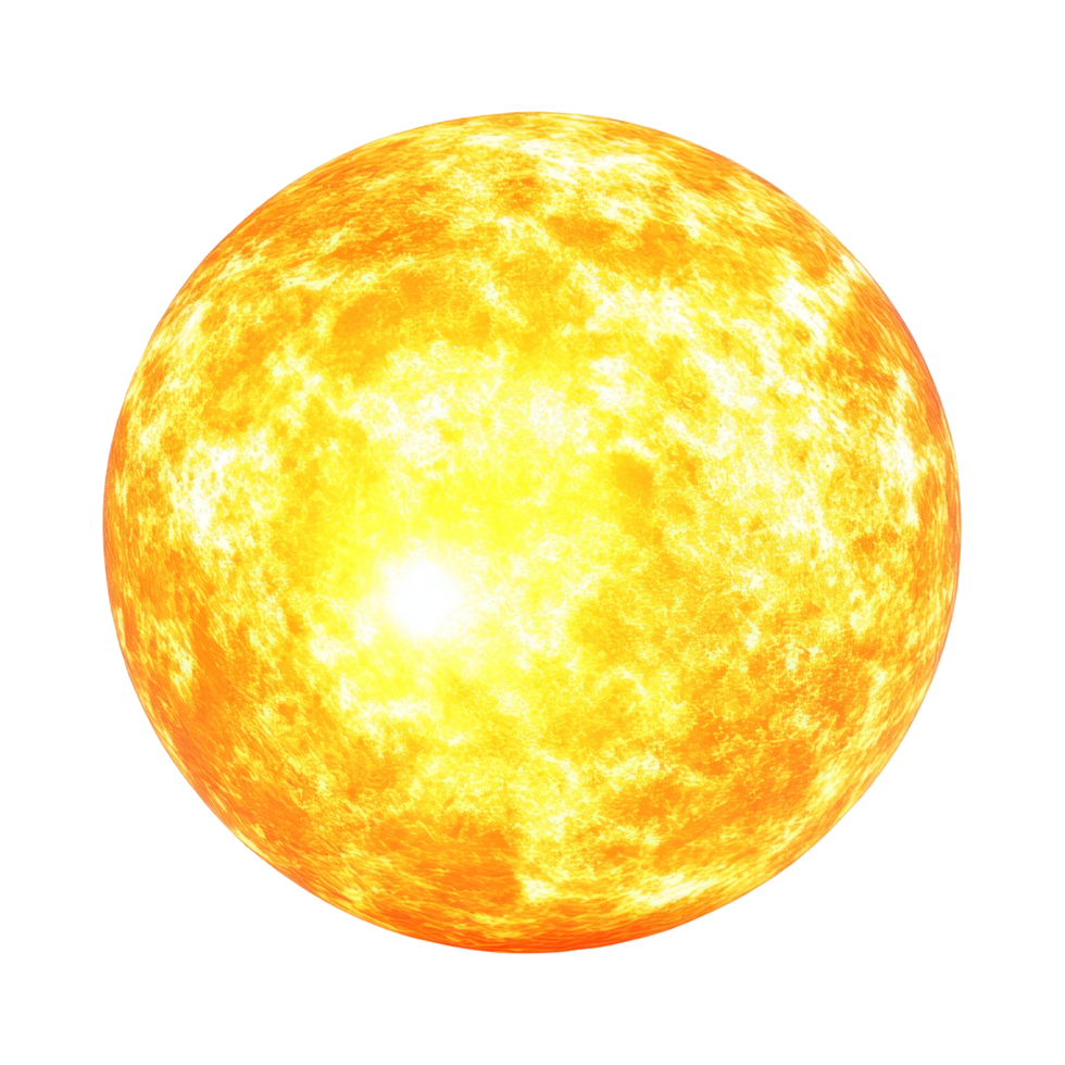 Bright Yellow Sun Illustration with Radiant Glow Effects png
