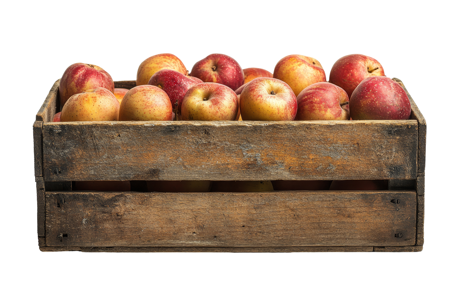 Harvesting fresh apples in rustic wooden crate png