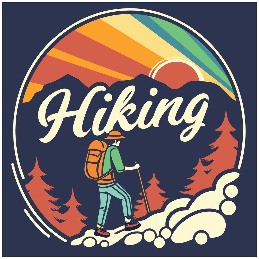 Nature Trail Hiking Adventure T Shirt for Hikers vector