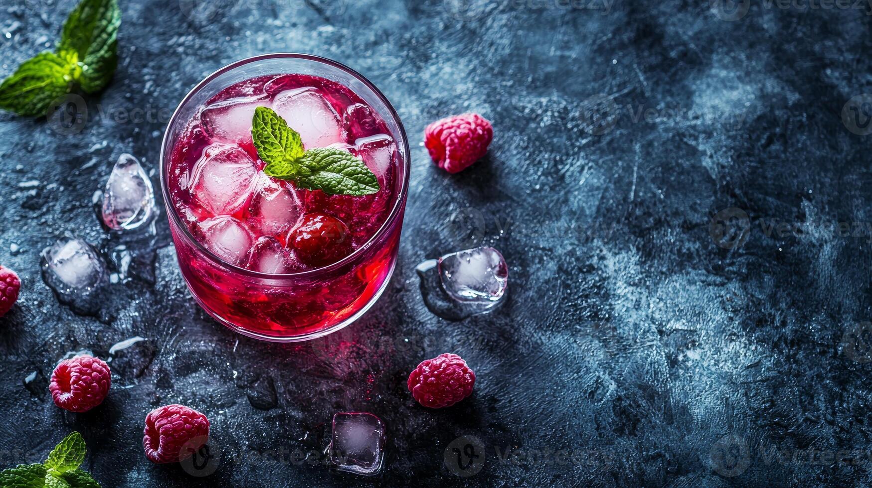 Refreshing Raspberry Mint Iced Drink photo