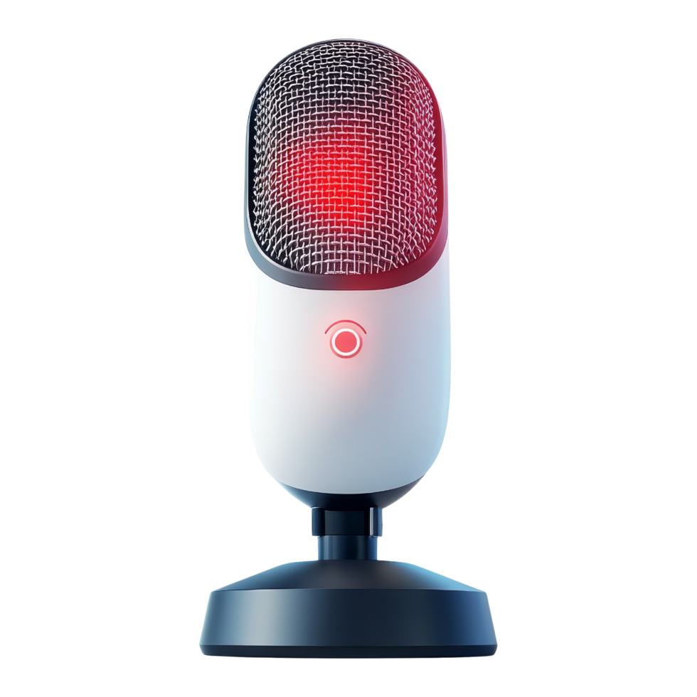Podcast recording microphone in modern workspace png