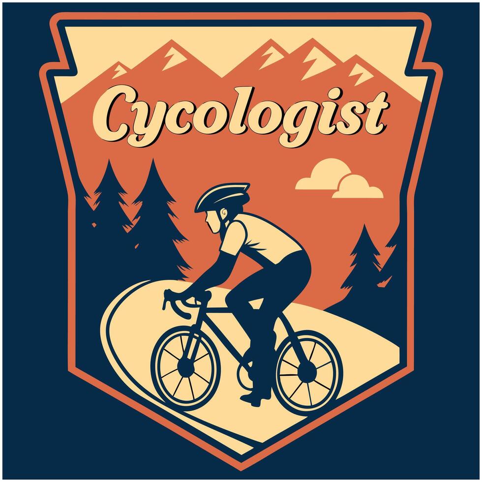 Retro Style Cycologist Bicycle Graphic T Shirt Design vector