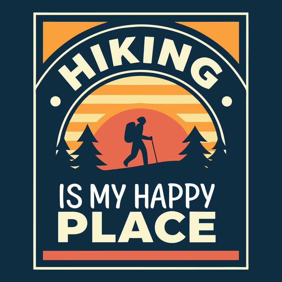Backpacker Hiking in Nature Retro T Shirt vector