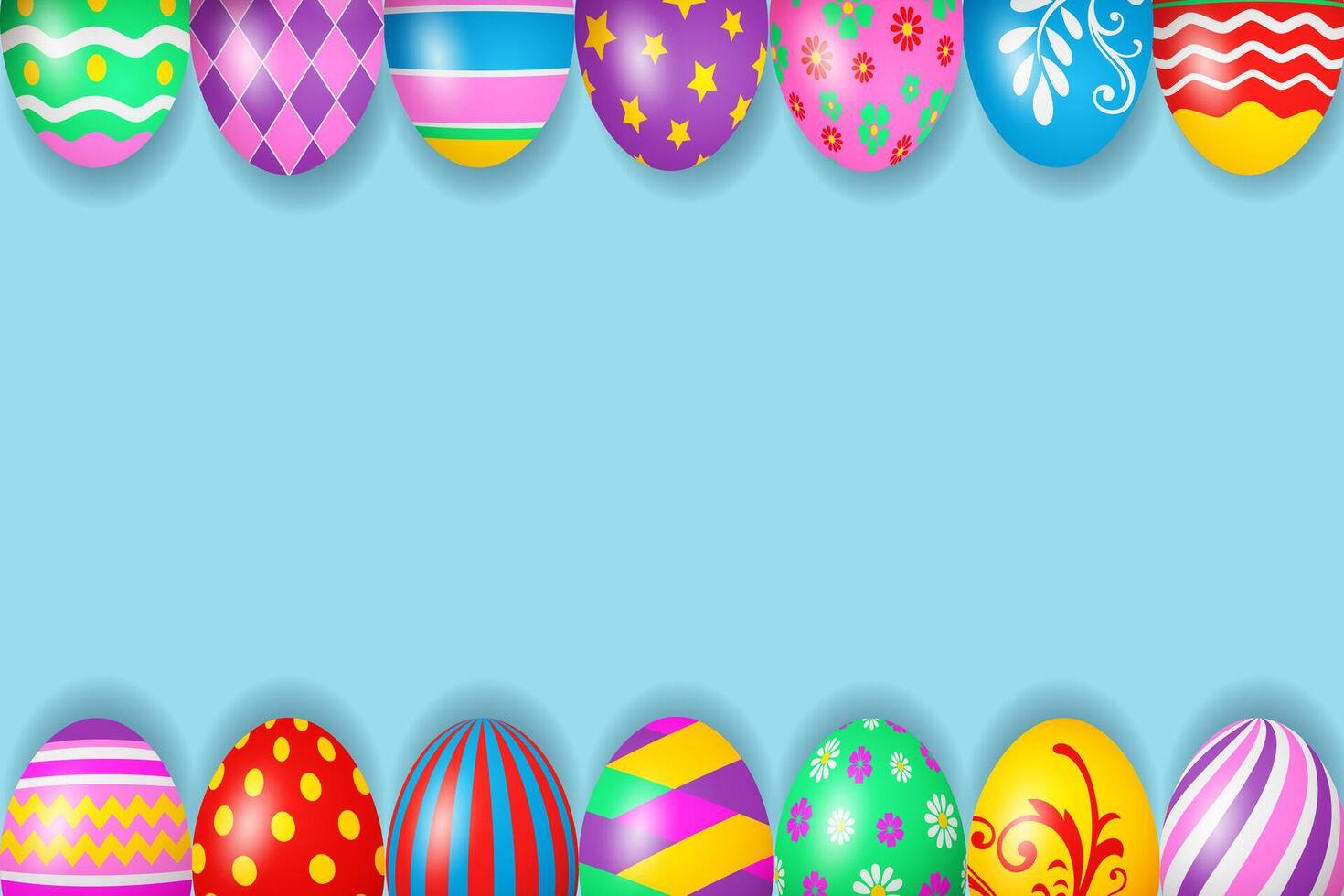 Set of Easter eggs with different texture on a blue background vector