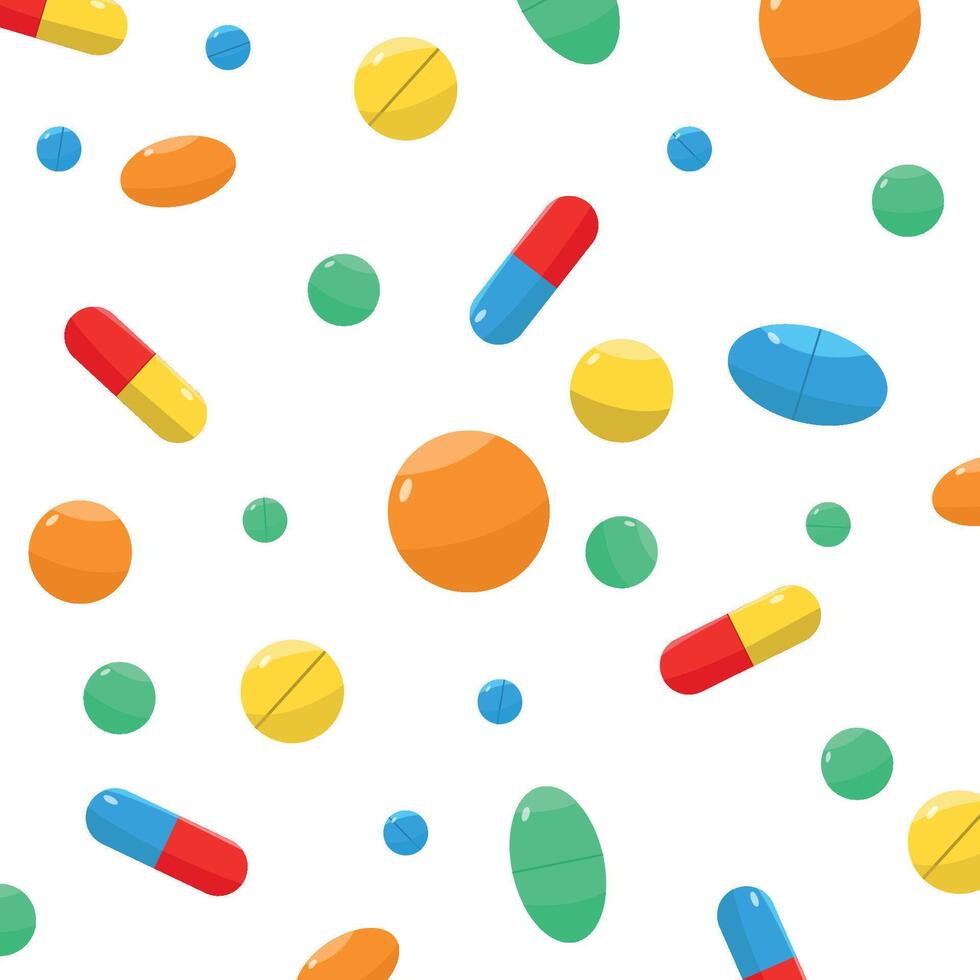 Set of tablets, pills, medicines on a white background. Medicines. Medicine and health care. vector