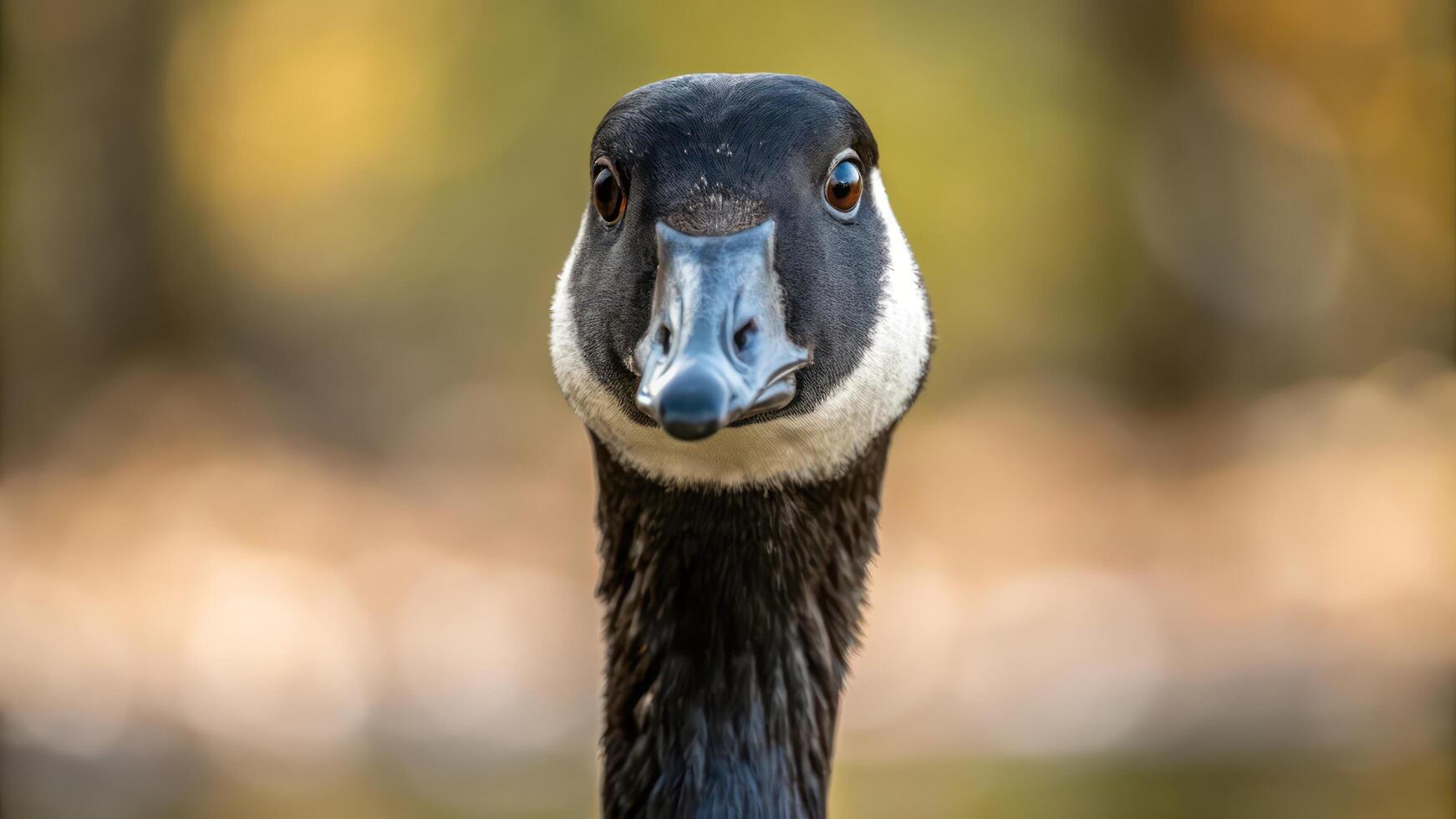 A close up of a goose's head photo