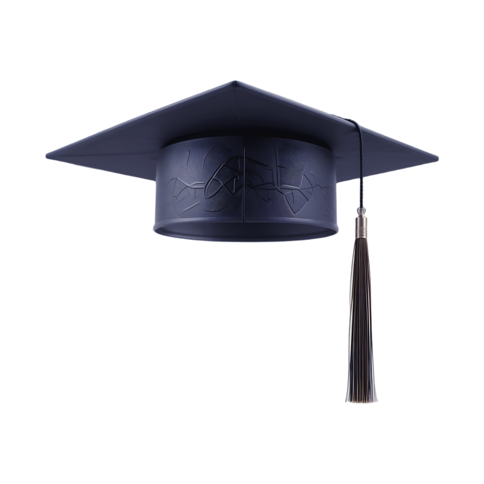 Graduation Cap Mortarboard Dark Blue Tassel Academic Regalia Education Symbol Achievement 3D Model Realistic Rendering png