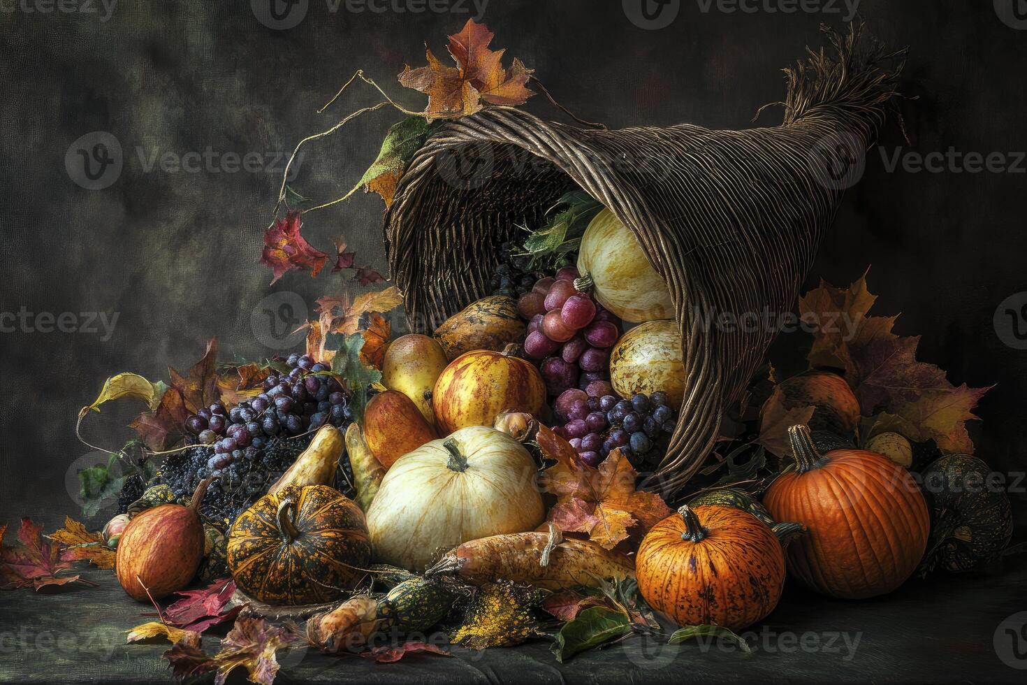 Overflowing Cornucopia with Autumn Harvest photo