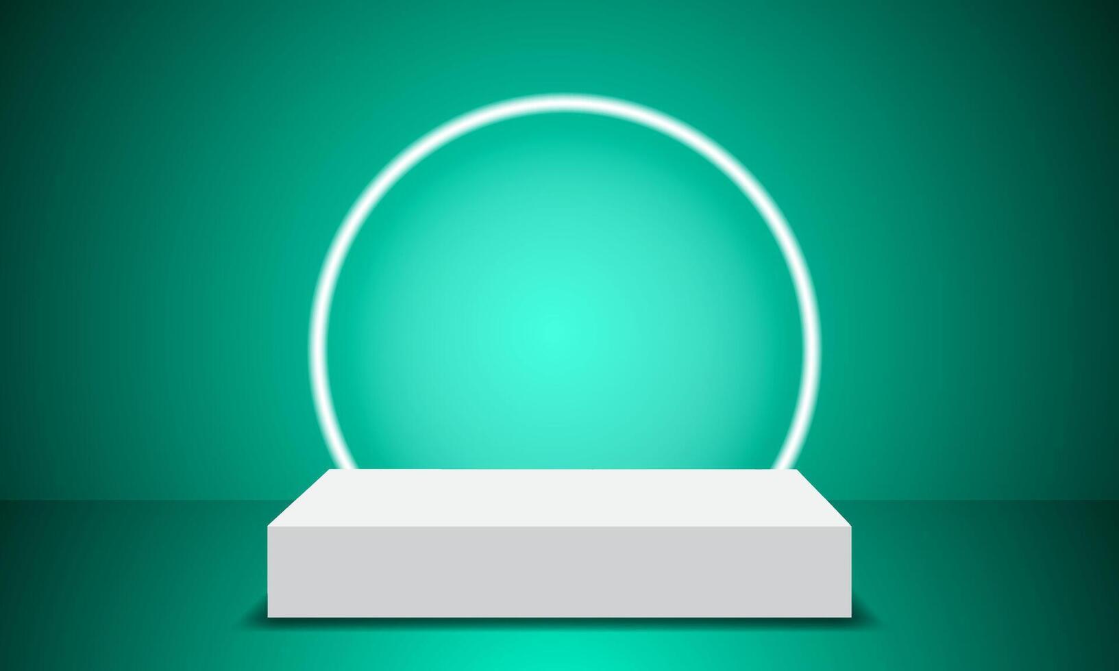 Realistic 3D podium with neon lighting glowing in a semicircle shape. Product display presentation with rendering. Futuristic view. vector
