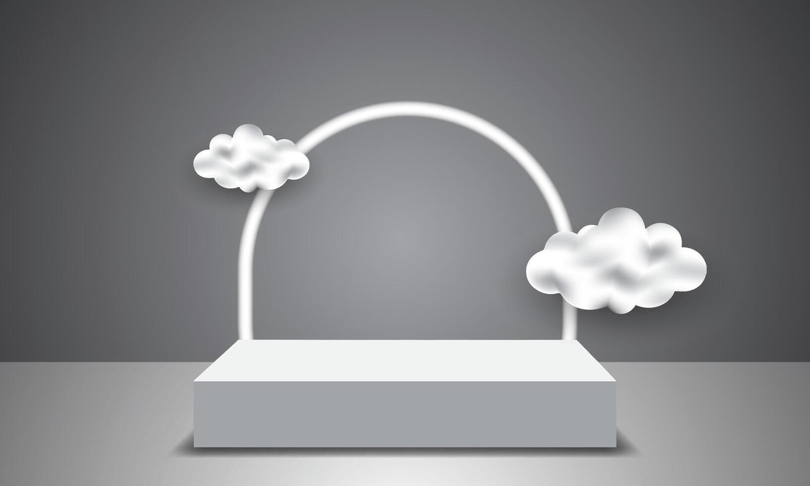 3D podium background with cloud view. Minimal mockup or product display presentation, Display stage. vector