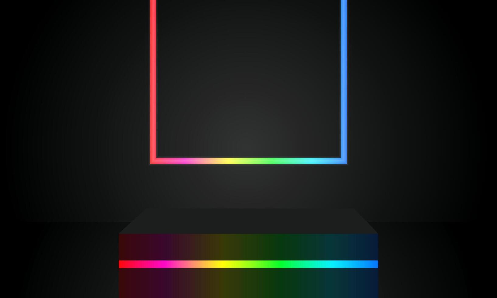 neon frame glows against the background, emitting bright light on a sleek base, perfect for modern technology concepts, product displays and futuristic mockups vector