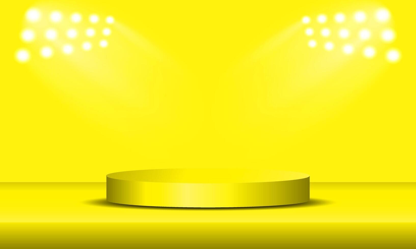 Podium Stage for Award Ceremony illuminated with spotlights. Stage vector
