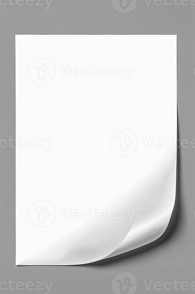 Blank White Paper Sheet with Curled Corner photo