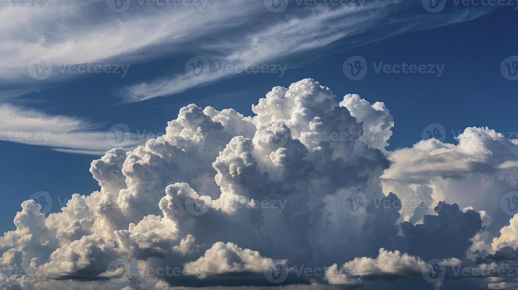 Towering Cumulus Cloud Formation Against a Deep Blue Sky photo