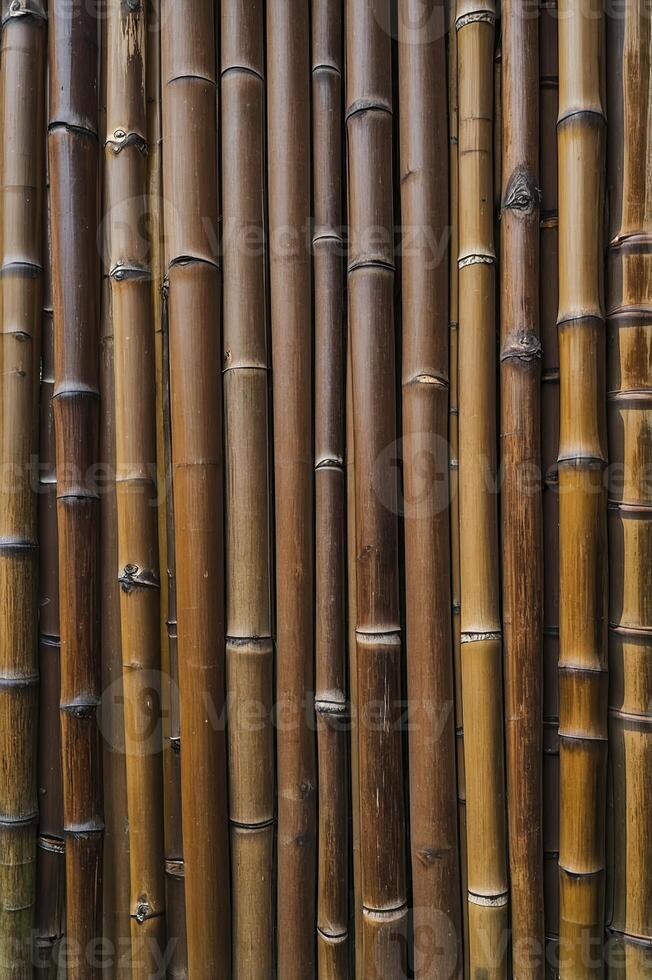 Brown Bamboo Stalks Creating a Textured Vertical Background for Design photo