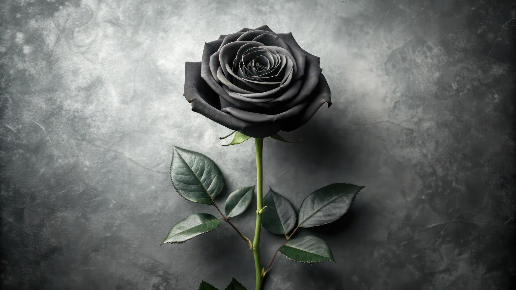 Black rose on a gray background photo