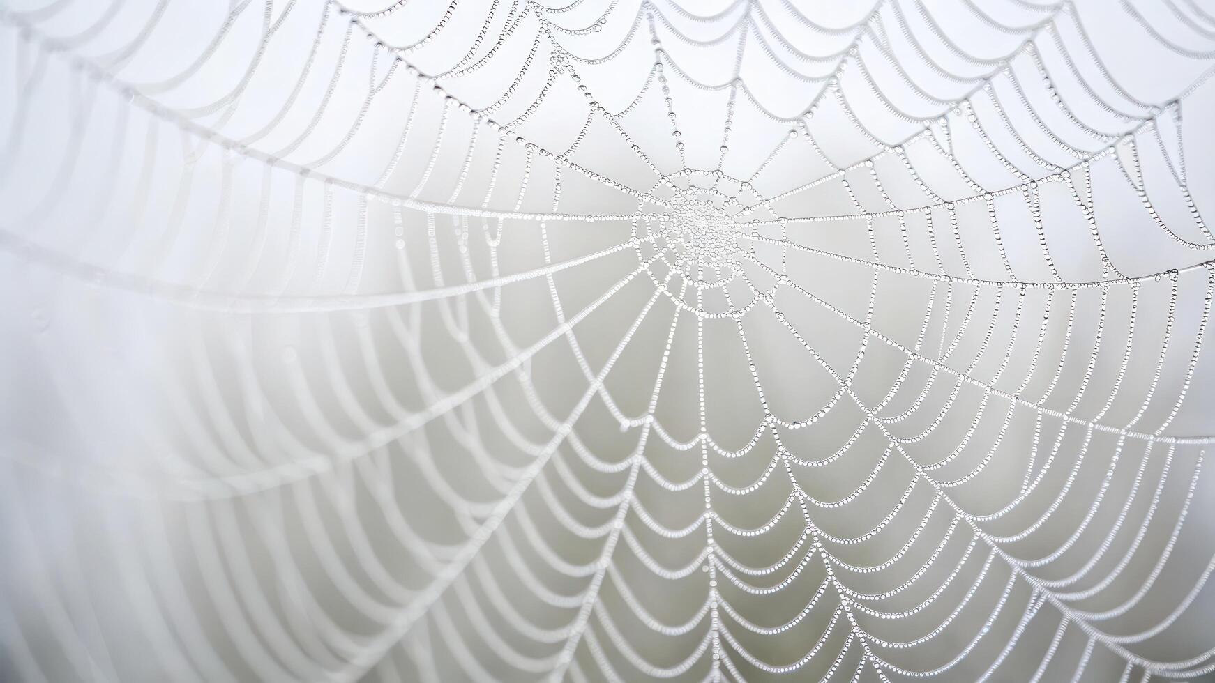 A spider web is covered in dew photo